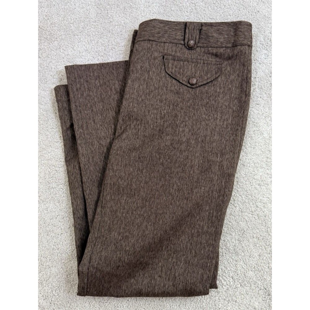 Tracy Evans Limited Brown Herringbone Straight Leg Pants w/ Pockets - 13